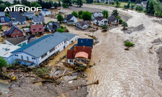 Housing construction in residential areas of India affected by heavy rains