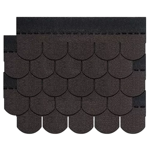 Dark Gray Fish-Scale Asphalt Shingles