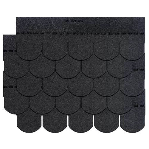 Black Fish-Scale Asphalt Shingles